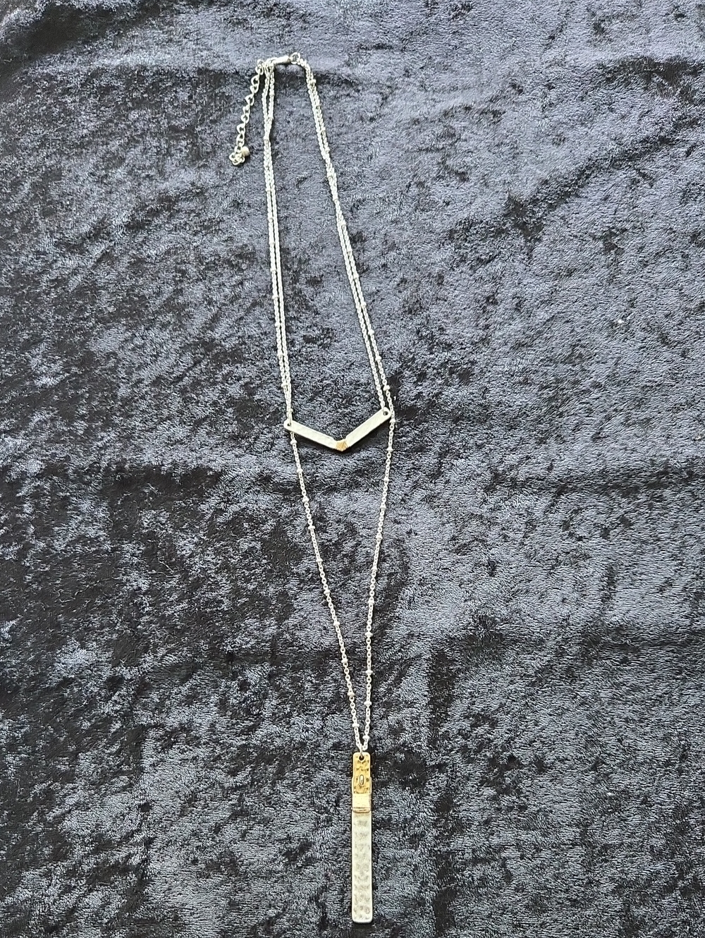 Layered Silver Bar Pendant Necklace